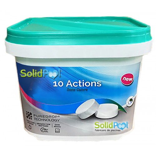 Chlore -10 actions-4 kg-sans sulfate de cuivre & sans ACIDE BORIQUE